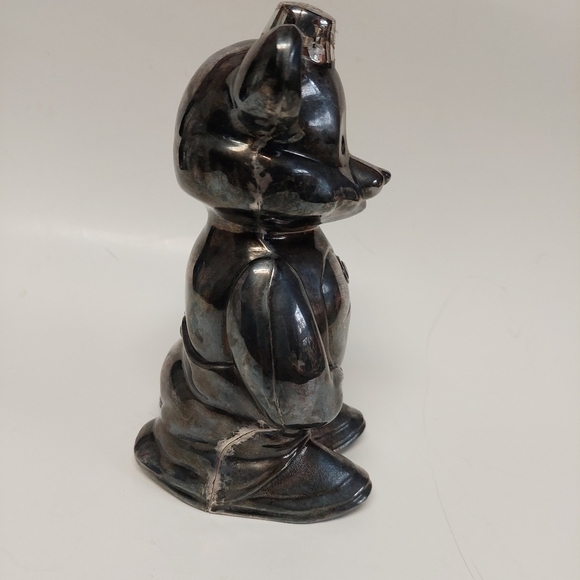 Vintage* 50s Silver Plated Falstaff Teddy Bear Bank - Picture 4 of 8